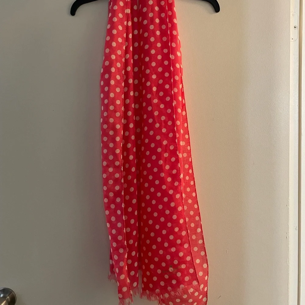 Kate Spade Pink Polka Dot Wool Scarf